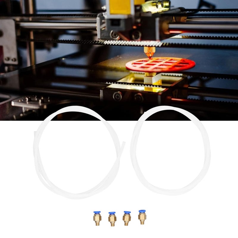 مجموعة أنابيب PTFE لتغذية خيوط الطابعة ثلاثية الأبعاد 1.75 مم M6 أبيض 4 مم القطر الخارجي 2 مم القطر الداخلي 1 متر طول مقاومة عالية للحرارة - Image 3
